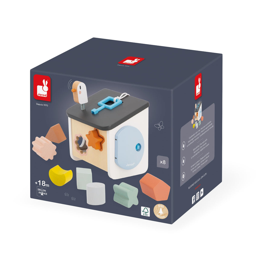 Janod Bird House Sorter - 8 Shapes and a Keyed Bird Door