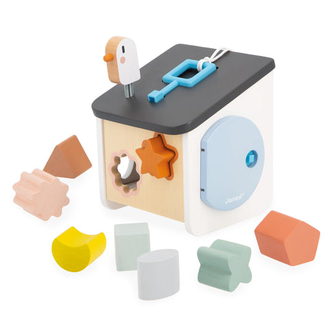 Janod Bird House Sorter - 8 Shapes and a Keyed Bird Door