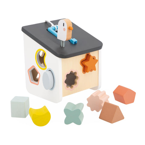 Janod Bird House Sorter - 8 Shapes and a Keyed Bird Door