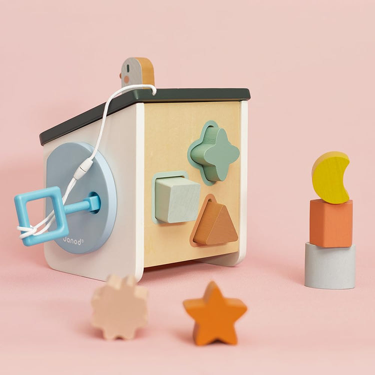 Janod Bird House Sorter - 8 Shapes and a Keyed Bird Door