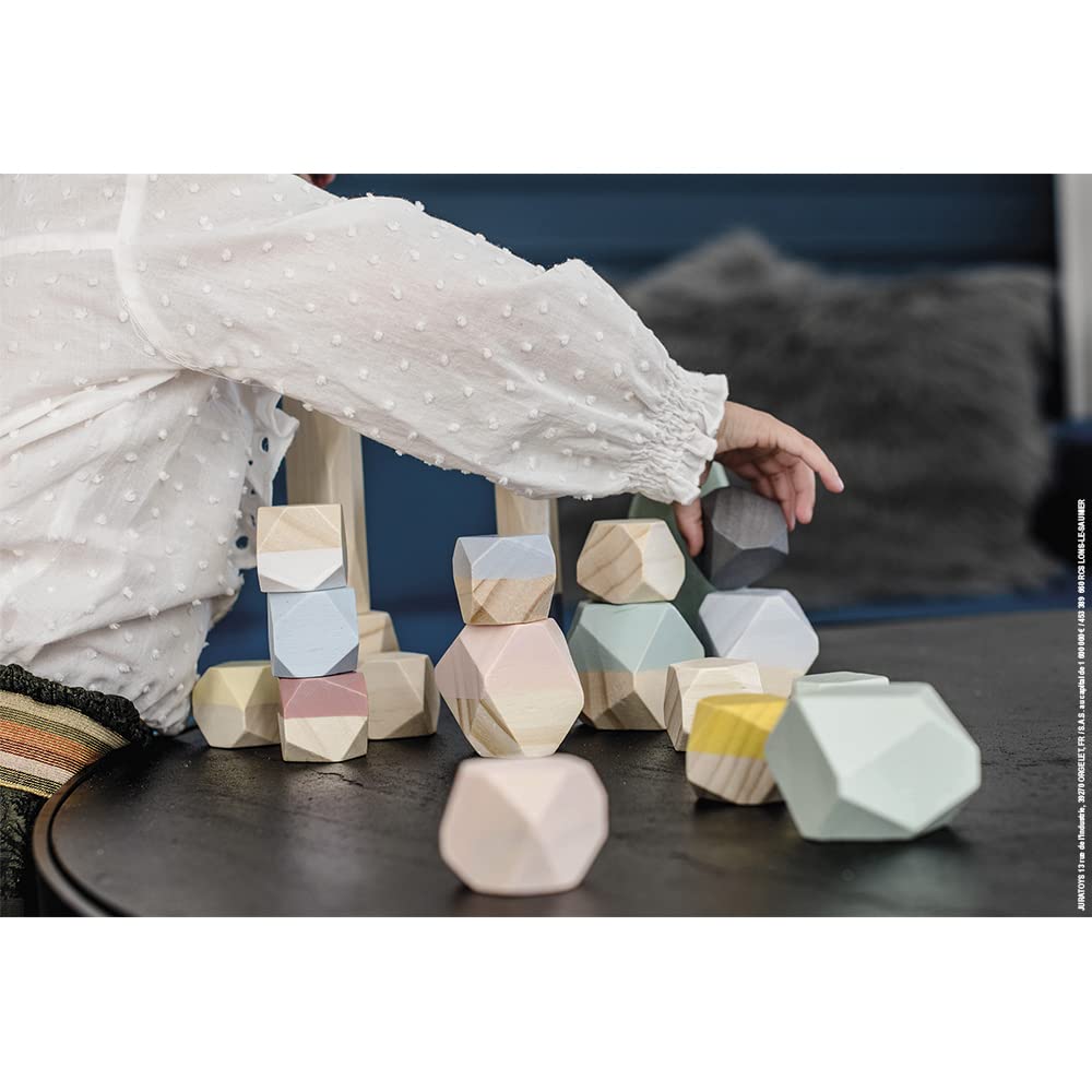 Janod Stacking Stones - 20 Wooden Pieces for Balance Play