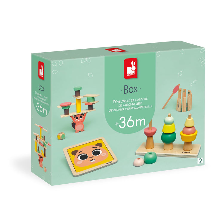 Janod Toy Box 36M - 4 Age-Right Toys for Curious Minds+