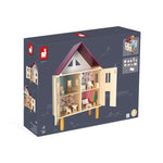 Janod Twist Dollhouse - 3-story Wooden House with 11 Pieces