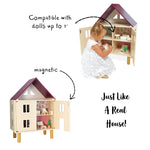Janod Twist Dollhouse - 3-story Wooden House with 11 Pieces