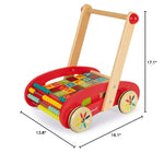 Janod ABC Buggy Cart - 30 Wooden Blocks for Early Learning
