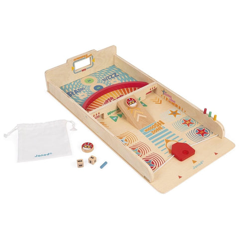 Janod Wooden Shuffleboard Game - Classic Tabletop Scoring