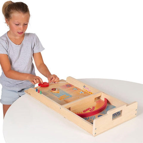 Janod Wooden Shuffleboard Game - Classic Tabletop Scoring