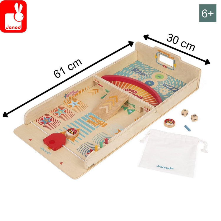 Janod Wooden Shuffleboard Game - Classic Tabletop Scoring