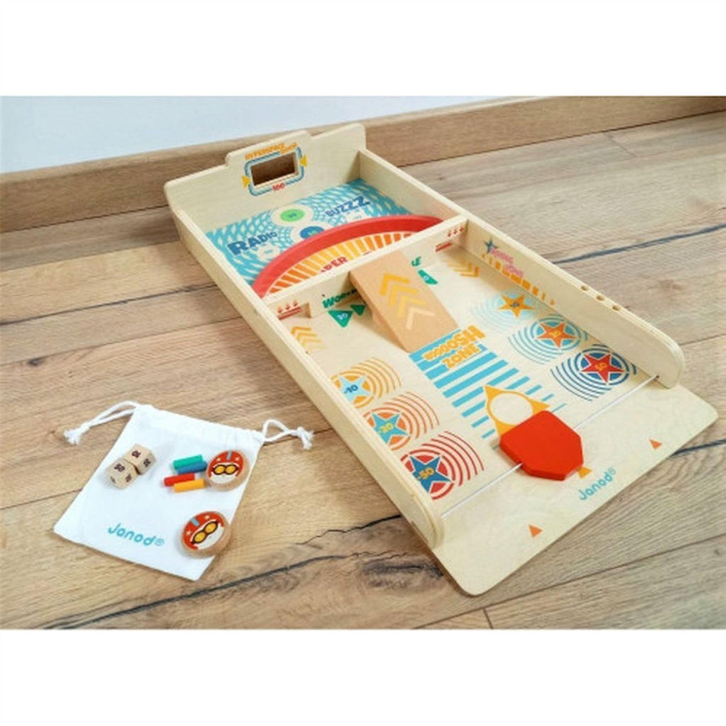 Janod Wooden Shuffleboard Game - Classic Tabletop Scoring