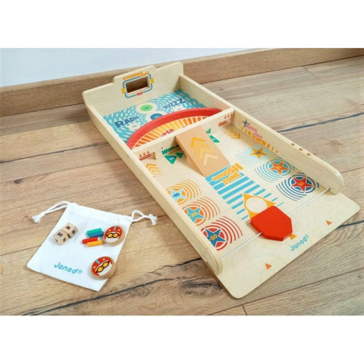 Janod Wooden Shuffleboard Game - Classic Tabletop Scoring