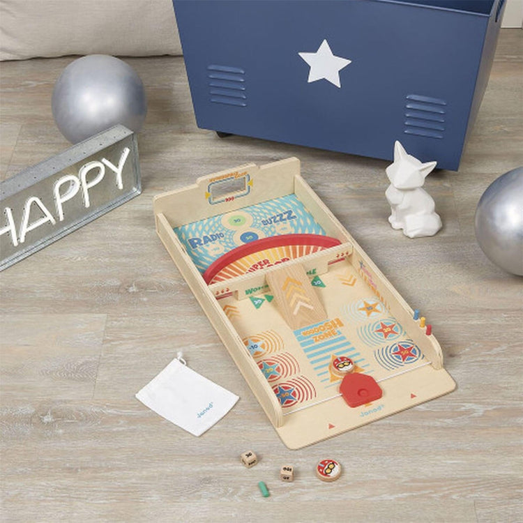 Janod Wooden Shuffleboard Game - Classic Tabletop Scoring