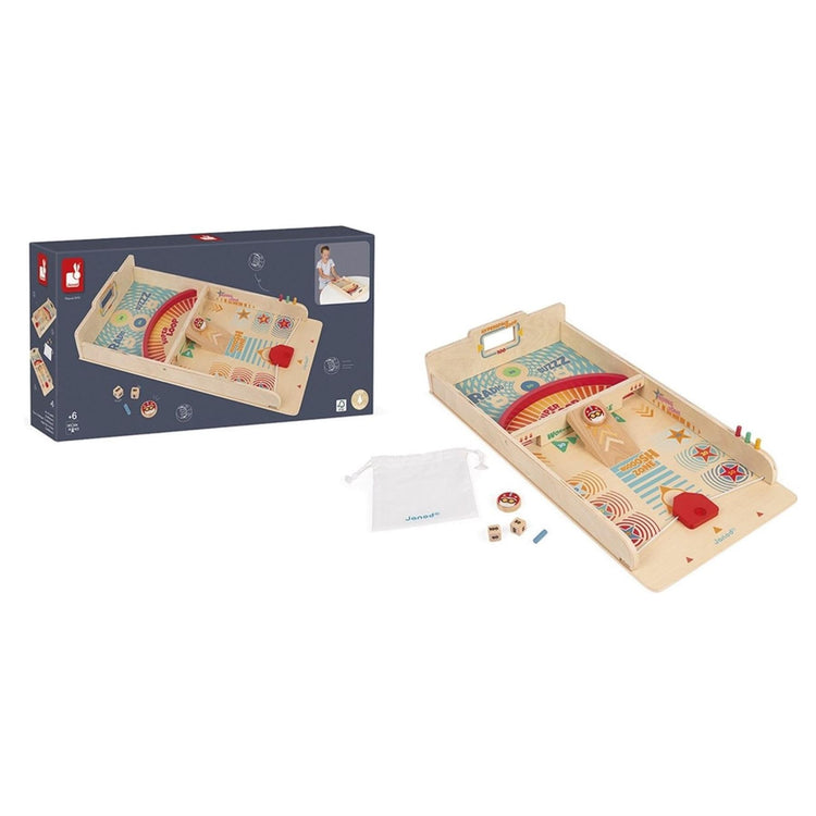 Janod Wooden Shuffleboard Game - Classic Tabletop Scoring