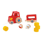 Janod Pull-Along Tractor - Trailer, Animals and 4 Hay Bales