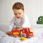 Janod Pull-Along Tractor - Trailer, Animals and 4 Hay Bales