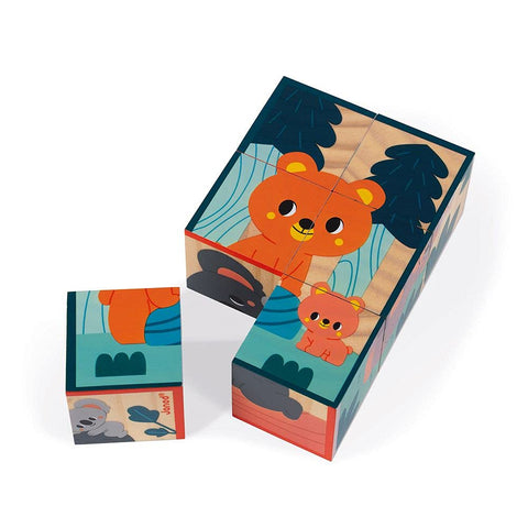 Janod WWF Animal Puzzle Blocks - 6 Mix-and-Match Animal Cubes