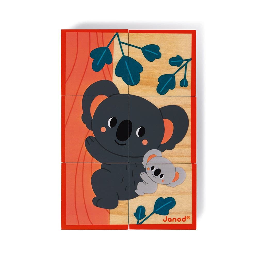 Janod WWF Animal Puzzle Blocks - 6 Mix-and-Match Animal Cubes