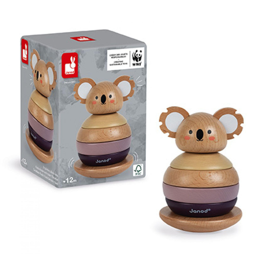 Janod WWF Tumbling Koala - 6-Piece Wooden Stacker Toy Set