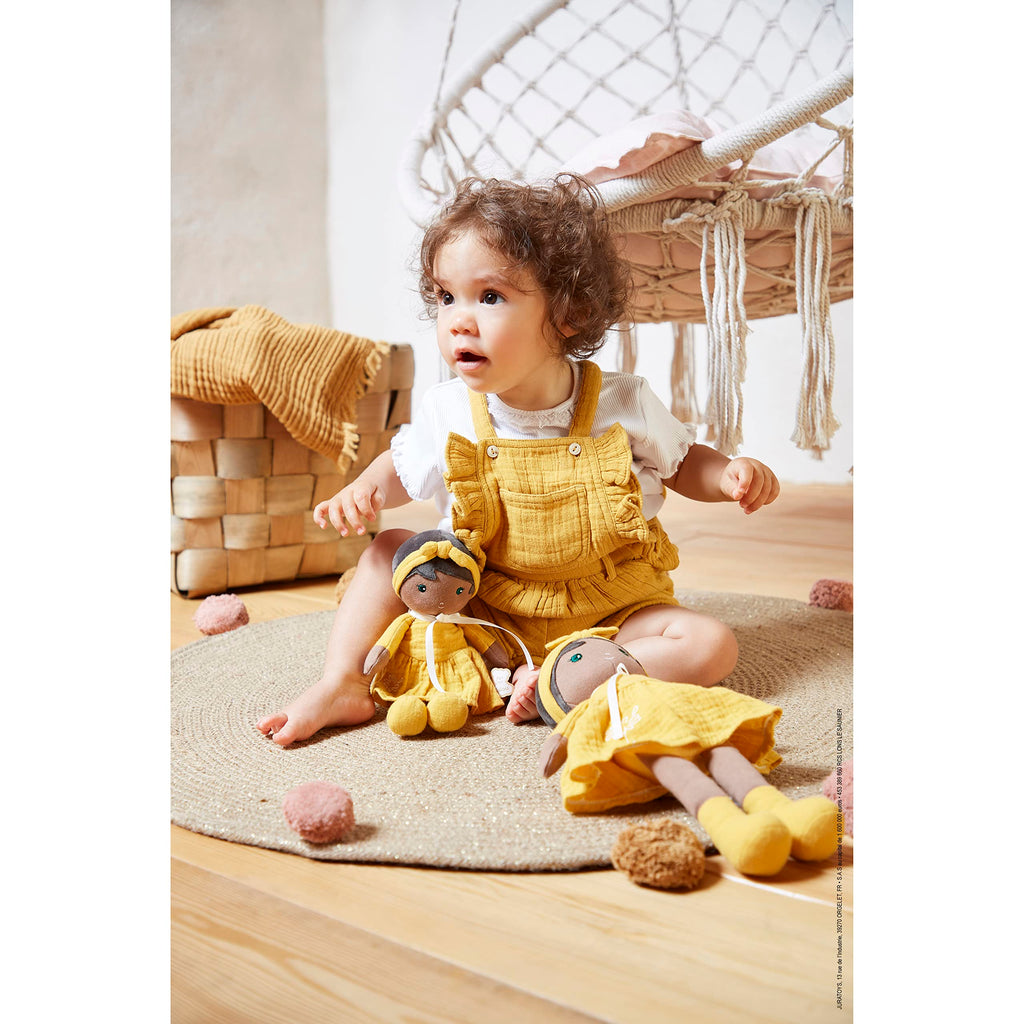 Kaloo Naomie Doll - Sunny Muslin Dress for Newborn Hugs