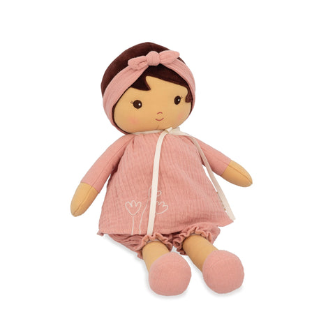 Kaloo Amandine Doll - Coral Dress and Ribbon for Big Hugs