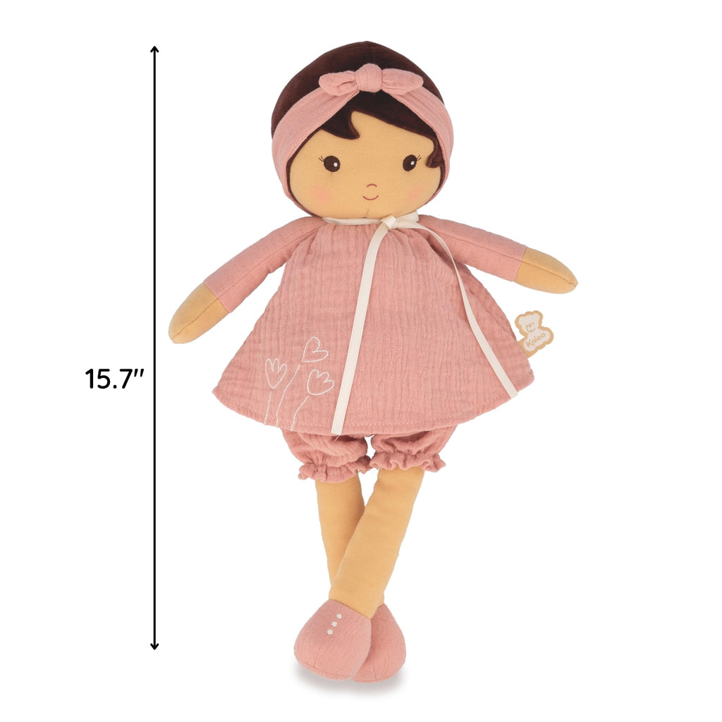 Kaloo Amandine Doll - Coral Dress and Ribbon for Big Hugs