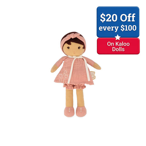 Kaloo Amandine Doll - Pink Linen Dress and Soft Brown Hair