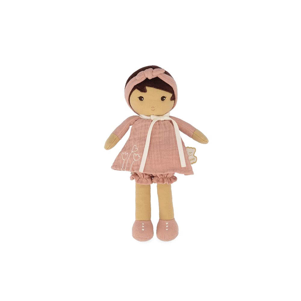 Kaloo Amandine Doll - Pink Linen Dress and Soft Brown Hair