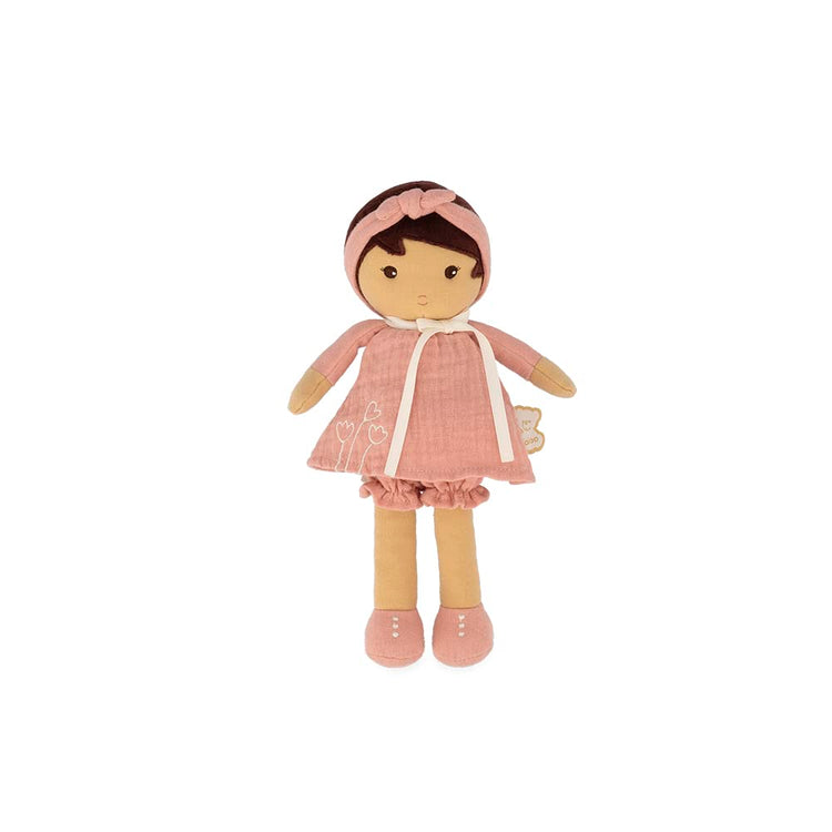 Kaloo Amandine Doll - Pink Linen Dress and Soft Brown Hair