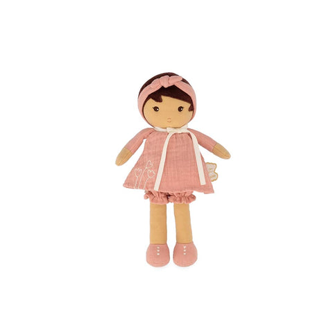 Kaloo Amandine Doll - Pink Linen Dress and Soft Brown Hair