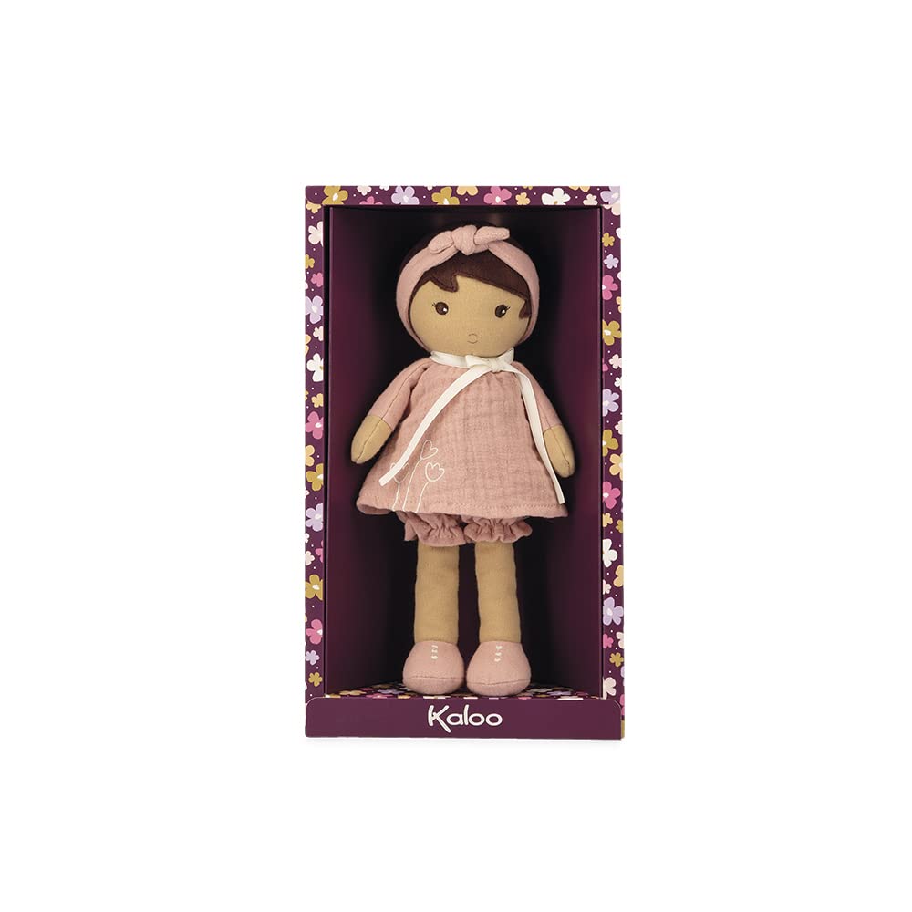 Kaloo Amandine Doll - Pink Linen Dress and Soft Brown Hair