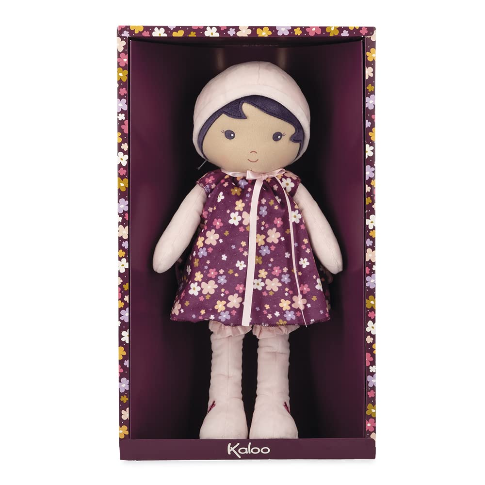 Kaloo Violette Doll - Floral Dress and Soft Black Hair Charm