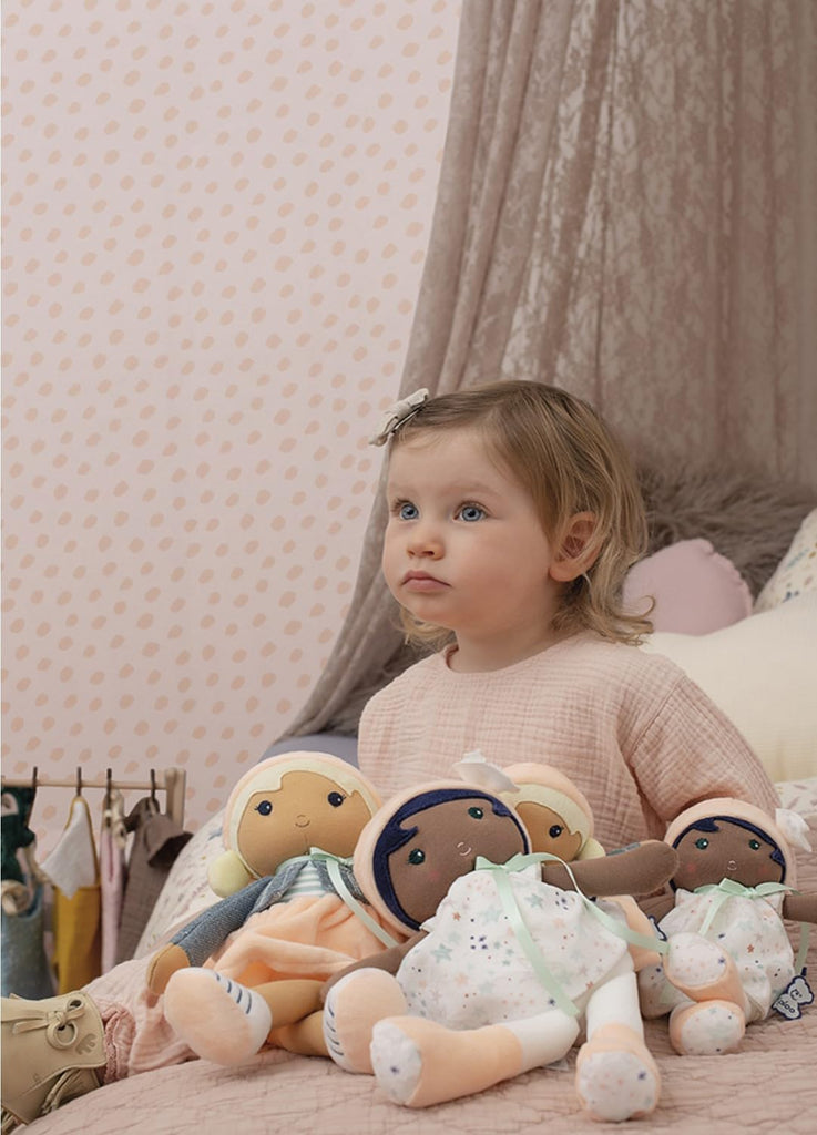 Kaloo Chloe Doll - Peach Dress and Denim Jacket for Baby