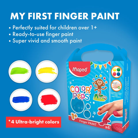 Maped First Finger Paint - 4 Washable Colors for Ages 1+