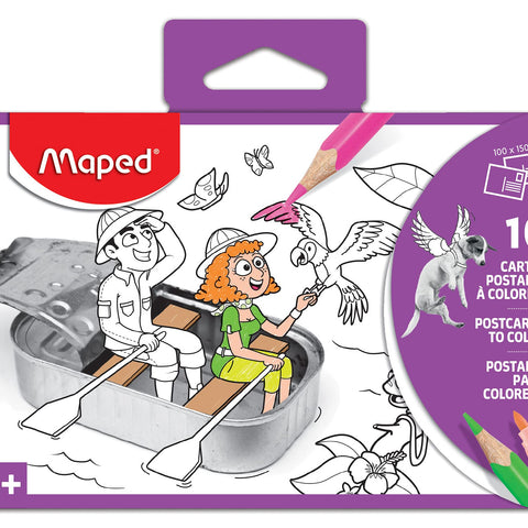Maped Coloring Postcards - 10 Space Cards for Travel Fun