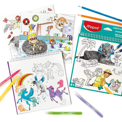 Maped Spiral Coloring Book - 15 Designs for Travel Play