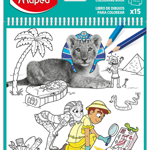 Maped Spiral Coloring Book - 15 Designs for Travel Play