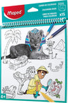 Maped Spiral Coloring Book - 15 Designs for Travel Play