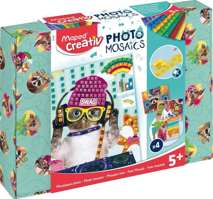 Maped Photo Mosaics - Multicolored Animal Sticker Art Set