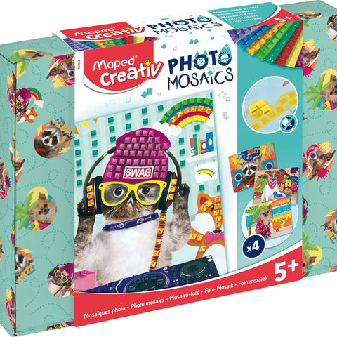 Maped Photo Mosaics - Multicolored Animal Sticker Art Set