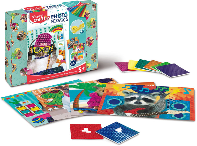 Maped Photo Mosaics - Multicolored Animal Sticker Art Set
