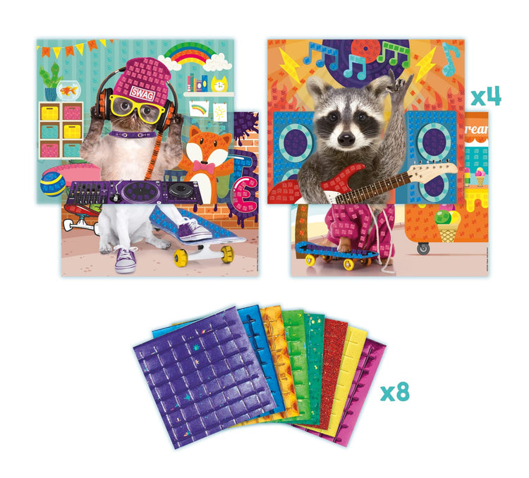 Maped Photo Mosaics - Multicolored Animal Sticker Art Set