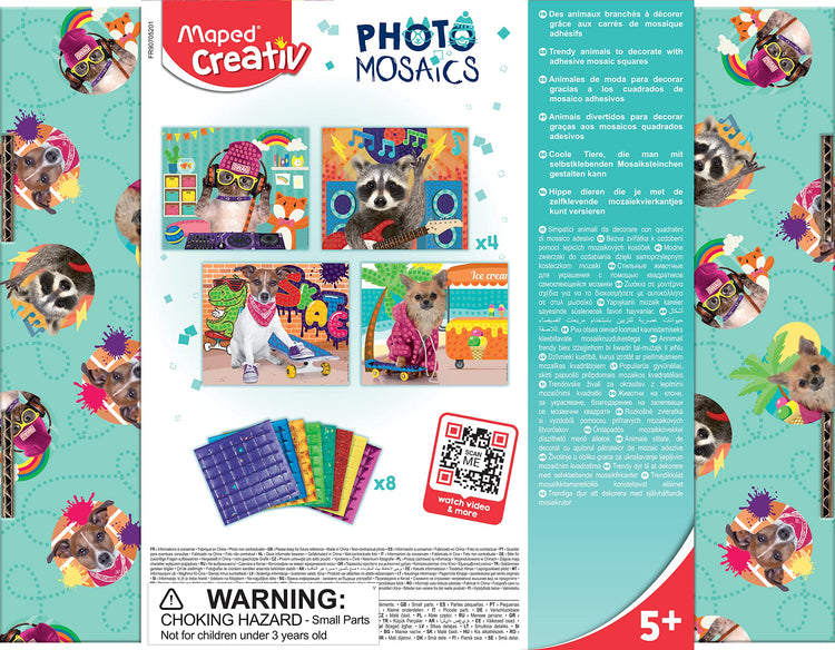 Maped Photo Mosaics - Multicolored Animal Sticker Art Set