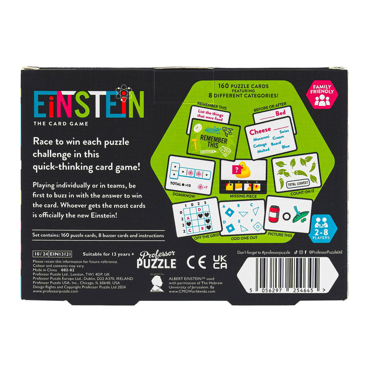 Professor Puzzle Einstein Card Game - 160 Cards, 8 Categories