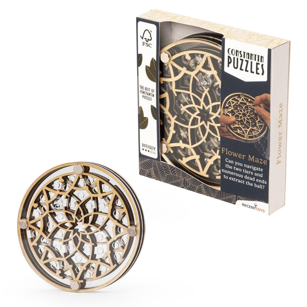 Constantin Flower Maze - Two-Tier Wooden Ball Maze Puzzle