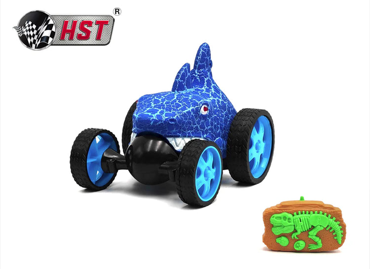 Dino Cars - LED Dinosaur RC Stunt Car with 360° Rolling Action