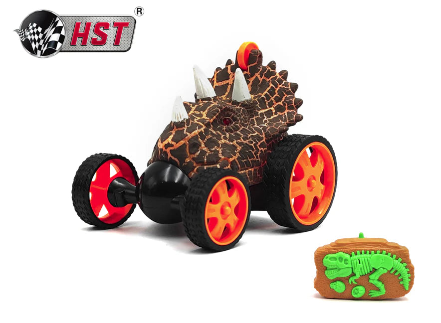 Dino Cars - LED Dinosaur RC Stunt Car with 360° Rolling Action
