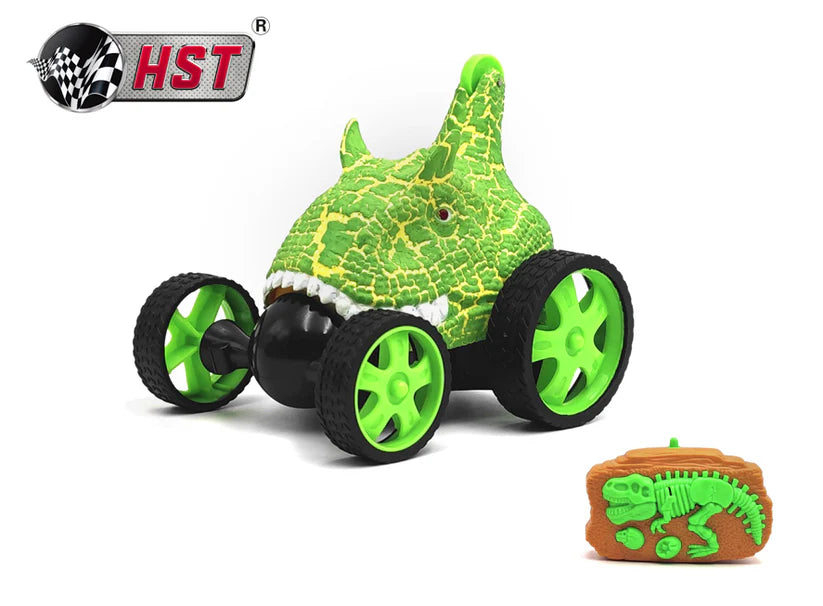 Dino Cars - LED Dinosaur RC Stunt Car with 360° Rolling Action