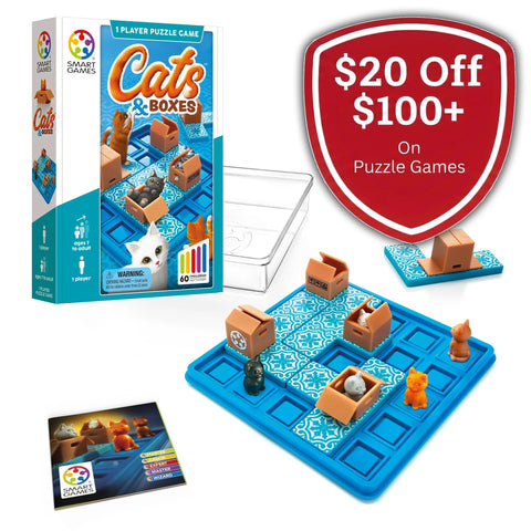 Cats & Boxes Logic Puzzle Game with 60 Challenges