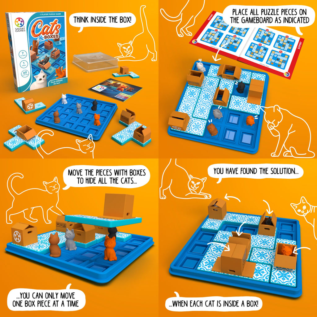Cats & Boxes Logic Puzzle Game with 60 Challenges
