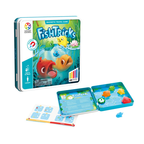 SmartGames FishTricks - 48 Fish Puzzles in Metal Travel Tin