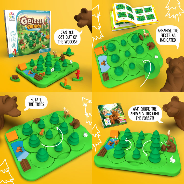 SmartGames Grizzly Gears - Rotating Maze Puzzle Game with 80 Challenges